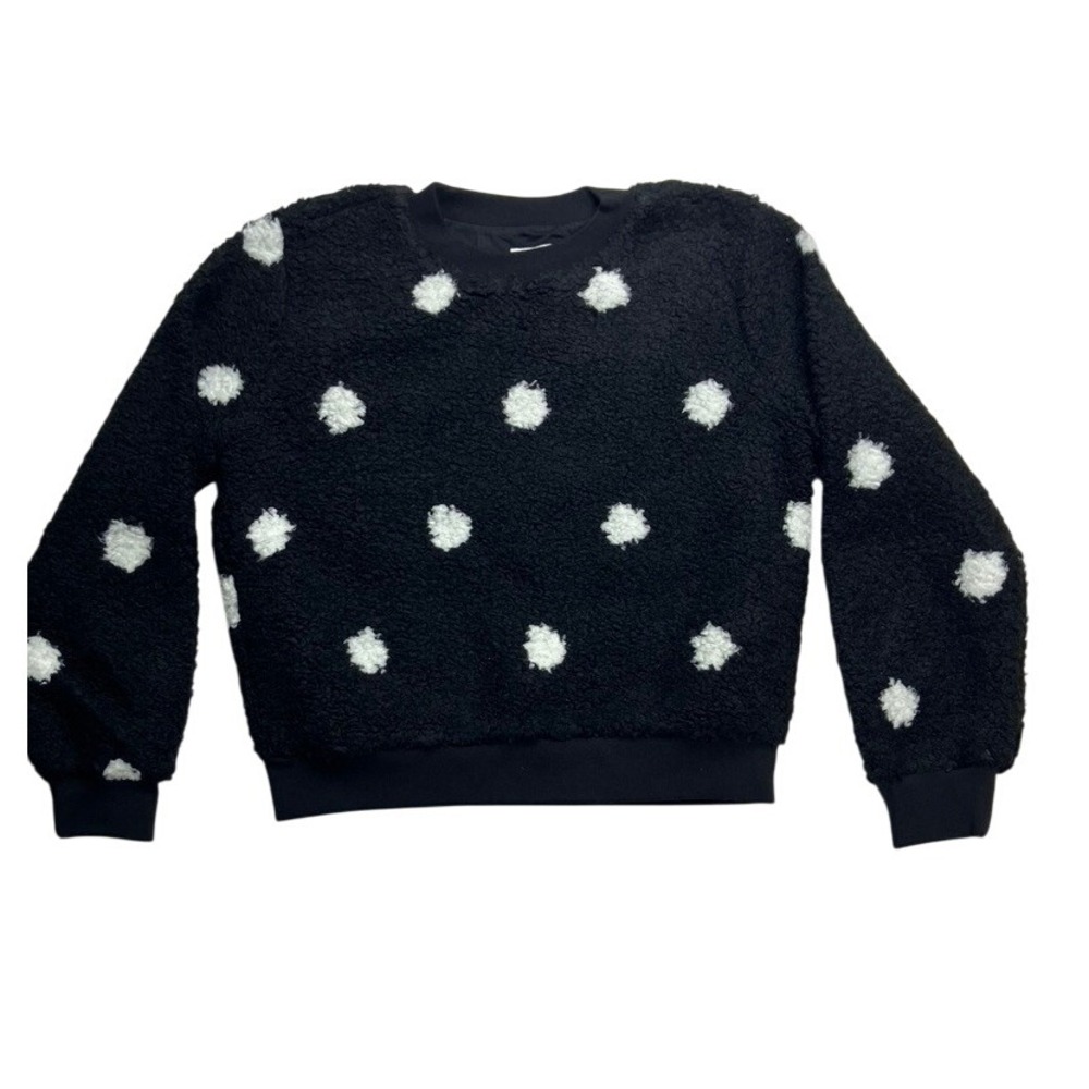 Lou & Grey‎ Black Multi Polka Dot Fleece Pullover Sweatshirt Women's Size M New